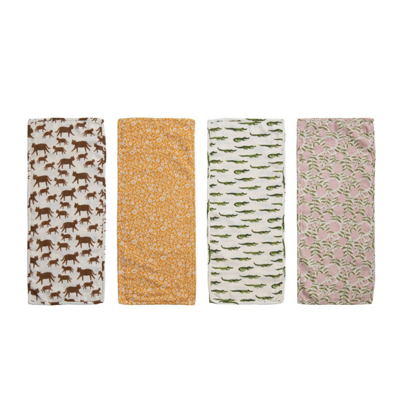 Red Barrel Studio® Cream/Green/Orange/Pink Cotton Receiving Blanket